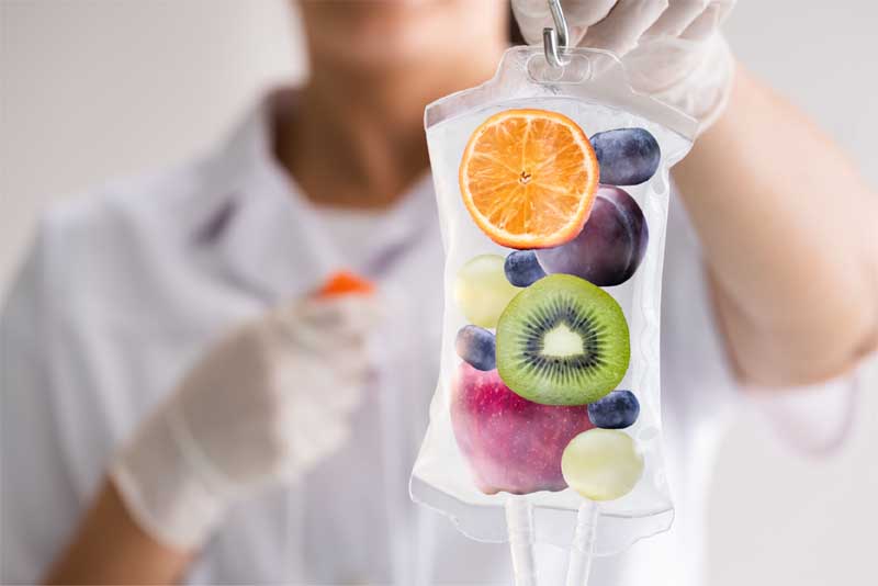 Fruit in an IV bag